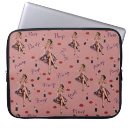 roze pin up girl patroon laptop sleeve