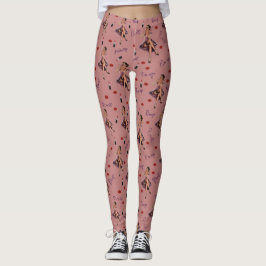 roze pin up girl patroon leggings