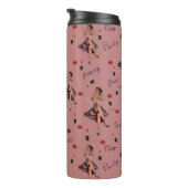 roze pin up girl patroon thermosbeker (Geroteerd rechts)