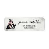 Roze Pin Up Heks Etiket (Voorkant)