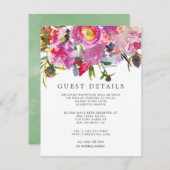 roze pinda's bruiloft gastgegevens informatiekaartje (Voorkant / Achterkant)