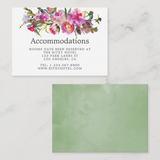 roze pinda's bruiloft informatiekaartje (Voorkant / Achterkant)