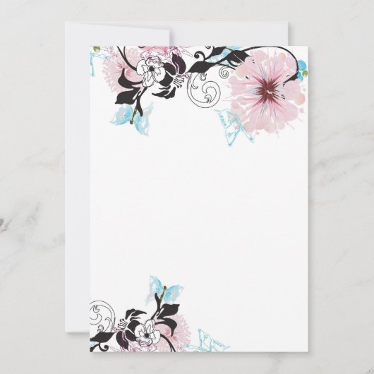 Roze pinda's en blauwe vlinder kaart (Voorkant)