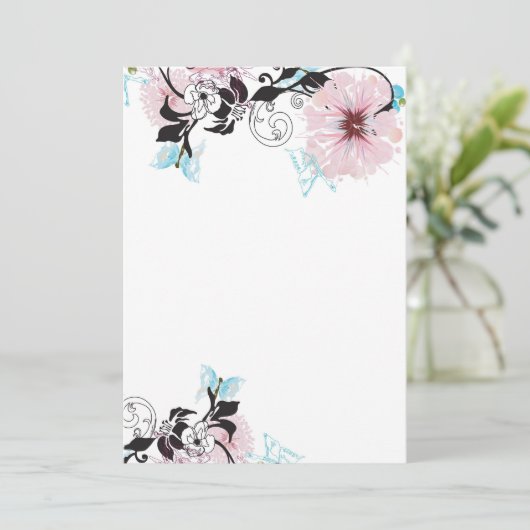 Roze pinda's en blauwe vlinder kaart (Staand voorkant)