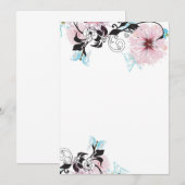 Roze pinda's en blauwe vlinder kaart (Voorkant / Achterkant)