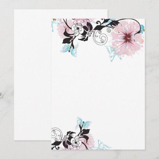 Roze pinda's en blauwe vlinder kaart (Voorkant / Achterkant)