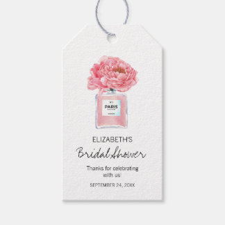 Roze pinda's en Vrijgezellenfeest van parfum Cadeaulabel