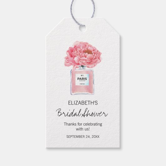 Roze pinda's en Vrijgezellenfeest van parfum Cadeaulabel (Voorkant)