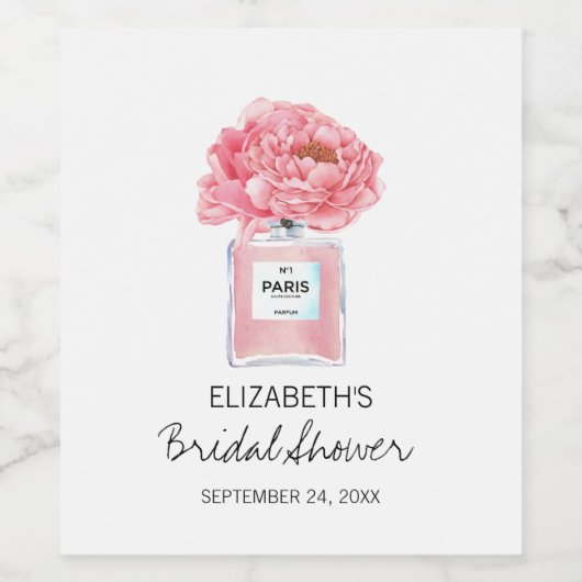 Roze pinda's en Vrijgezellenfeest van parfum Wijn Etiket (Enkel label)