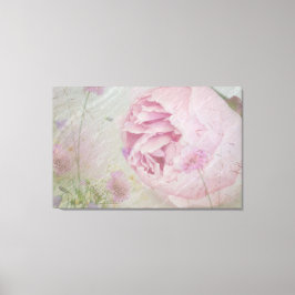 Roze pinda's en wilde bloemen canvas afdruk