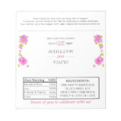 Roze pinda's Floral Wedding Snoep Wrappers Notitieblok (Voorkant)
