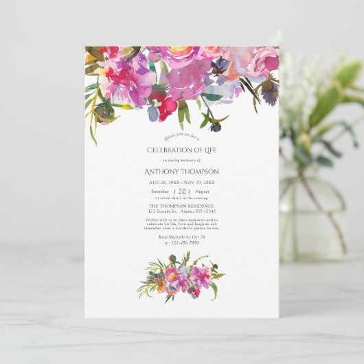  roze pinda's - Florale viering van het leven Kaart (Staand voorkant)