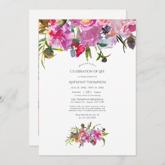  roze pinda's - Florale viering van het leven Kaart (Voorkant / Achterkant)