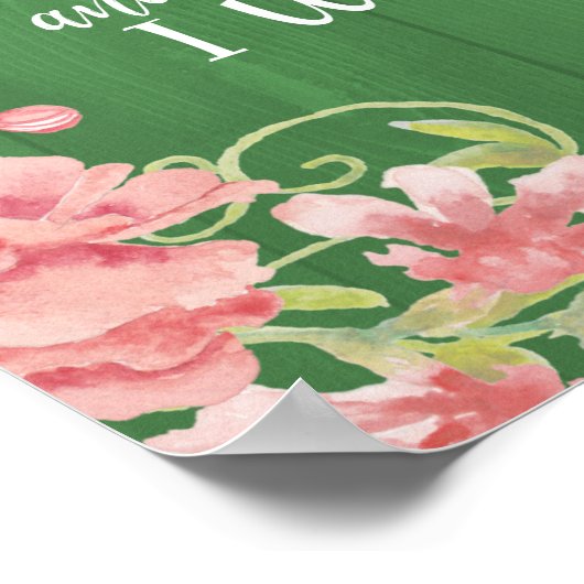 Roze pinda's groene typografie citaat trouwbord poster (Hoek)