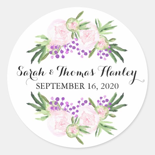 Roze pinda's I Floral Wedding Sticker (Voorkant)