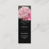 Roze pinda's met bladwijzer tekstruimte mini visitekaartje (Voorkant)