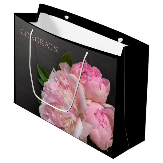 Roze pinda's op donkere achtergrond groot cadeauzakje (Voorkant Gekanteld)