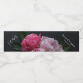 Roze pinda's op donkere achtergrond waterfles etiket (Enkel label)