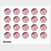 Roze pinda's op donkergrijs ronde sticker (Vel)