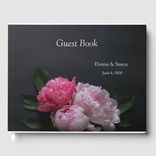 Roze pinda's op een donkere achtergrond gastenboek (Voorkant)