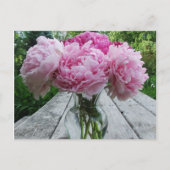 Roze pinda's / Peony Flowers Arrangement in Vase Briefkaart (Voorkant)