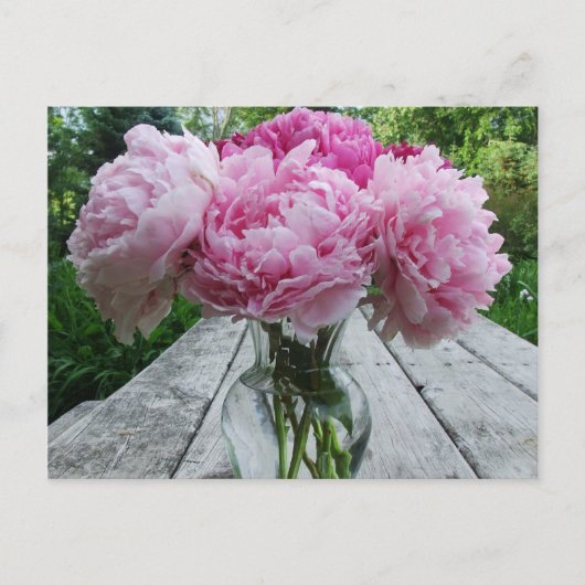 Roze pinda's / Peony Flowers Arrangement in Vase Briefkaart (Voorkant)
