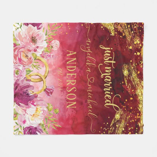 Roze pinda's Weddenschap Ring Red Gold, alleen get Fleece Deken (Voorkant (Horizontaal))