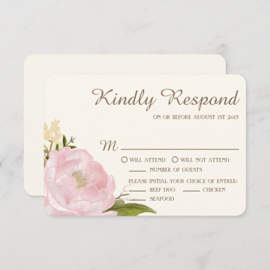  roze pinda's Wedding RSVP Kaart II (Voorkant / Achterkant)