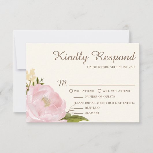  roze pinda's Wedding RSVP Kaart III (Voorkant)
