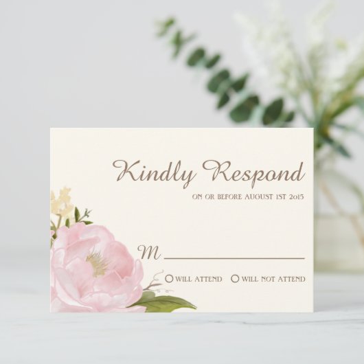  roze pinda's Wedding RSVP-Kaart RSVP Kaartje (Staand voorkant)