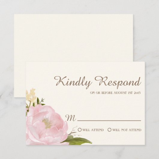  roze pinda's Wedding RSVP-Kaart RSVP Kaartje (Voorkant / Achterkant)