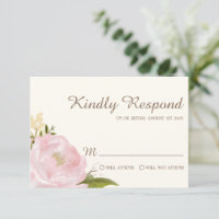 roze pinda's Wedding RSVP-Kaart