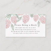 Roze Pine Cone White Baby shower Book Request Informatiekaartje (Voorkant)
