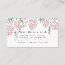 Roze Pine Cone White Baby shower Book Request