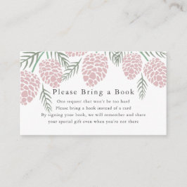 Roze Pine Cone White Baby shower Book Request Informatiekaartje
