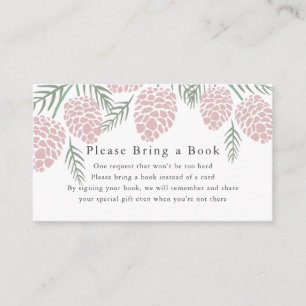 Roze Pine Cone White Baby shower Book Request Informatiekaartje
