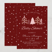 Roze Pine Tree Sneeuw Winter Rood Meisje Baby show Kaart (Voorkant / Achterkant)