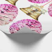 Roze Pinecones en Bells Wrapping Paper Cadeaupapier (Hoek)