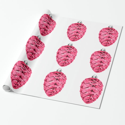 Roze Pinecones inpakpapier (Uitgerold)