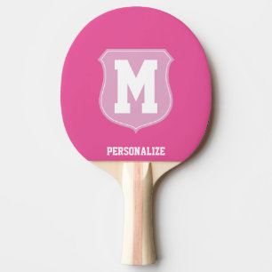 Roze pingpongpeddel met monogram voor pingpong tafeltennisbatje