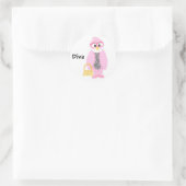 Roze Pinguïn Diva Ronde Sticker (Tas)