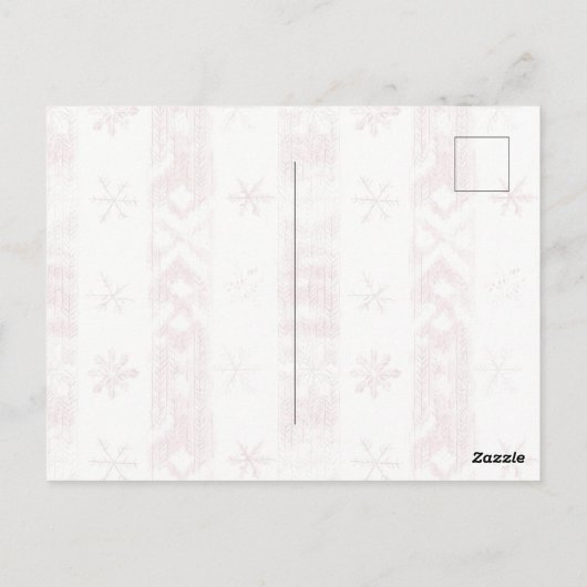 Roze Pinguïn Sneeuwvlokken Kerstmis Briefkaart (Achterkant)
