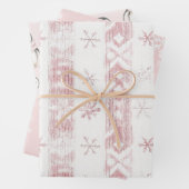 Roze Pinguïn Sneeuwvlokken Kerstmis Inpakpapier Vel (In situ)