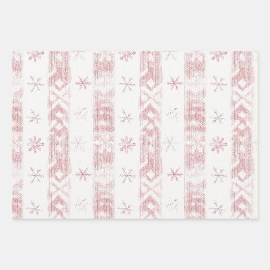 Roze Pinguïn Sneeuwvlokken Kerstmis Inpakpapier Vel (Voorkant)