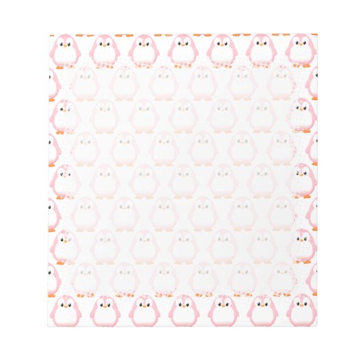 Roze Pinguïn Tekening Notitieblok (Voorkant)