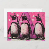 Roze pinguïns briefkaart (Voorkant / Achterkant)