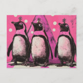 Roze pinguïns briefkaart (Voorkant)
