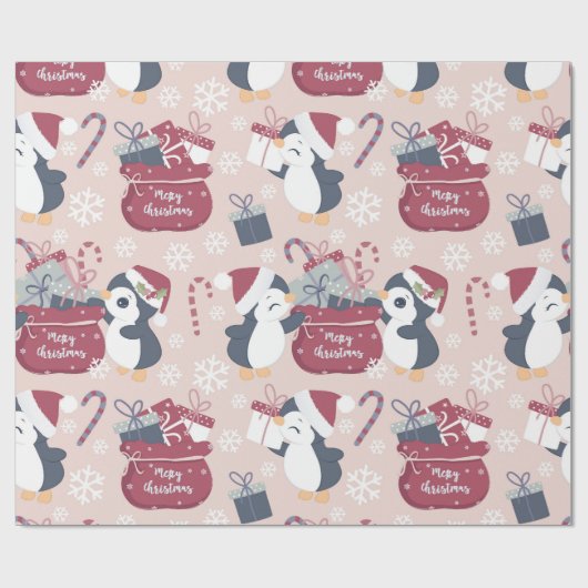 Roze Pinguïns  Cadeaupapier (Vlak)