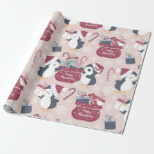 Roze Pinguïns  Cadeaupapier (Uitgerold)