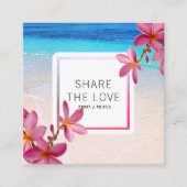 Roze pink Plumeria Beach Reference Client Card Vierkante Visitekaartje (Voorkant)